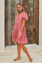 Bianca Mini Dress Pink by Buddha Wear is currently available from Rawspice Boutique, South West Rocks.
