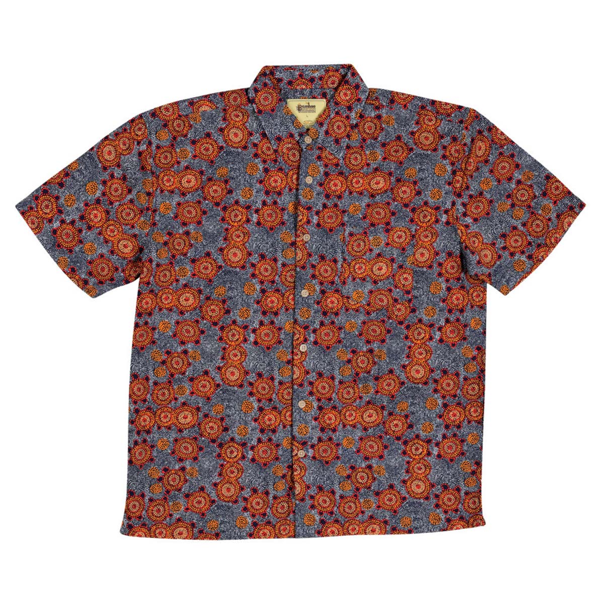Mens Bamboo Shirt Short Sleeve - Bush Tomato Dreaming by Kingstone Grange is currently available at Rawspice Boutique, South West Rocks.