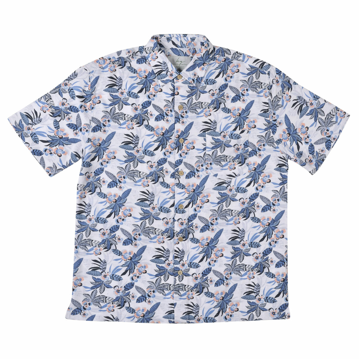 Men’s Short Sleeve Bamboo Shirt – Cabarita, made from organically grown wild bamboo with a loose fit, chest pocket, and coconut-shell look buttons.