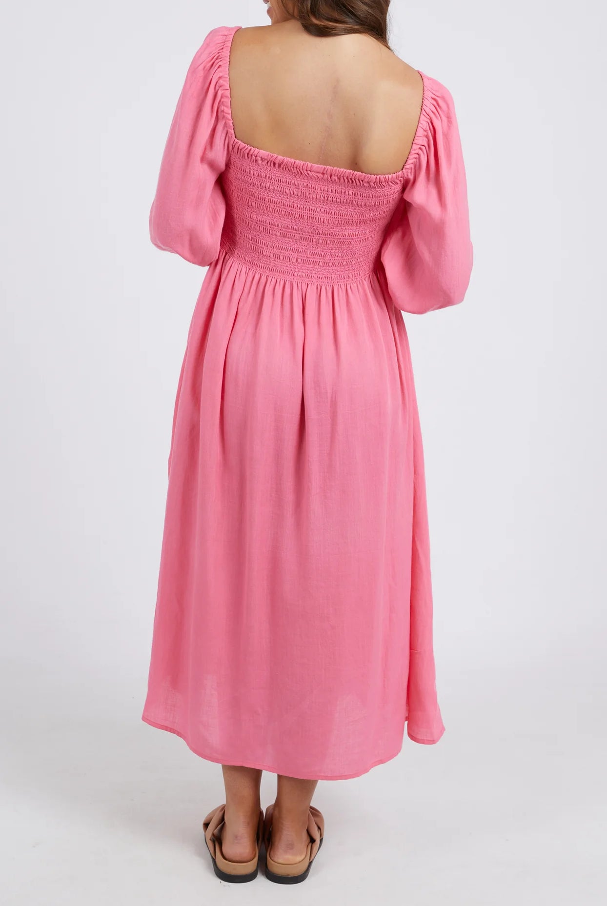Dusk Midi Dress Pink Lemonade by Elm is currently available at Rawspice Boutique, South West Rocks.
