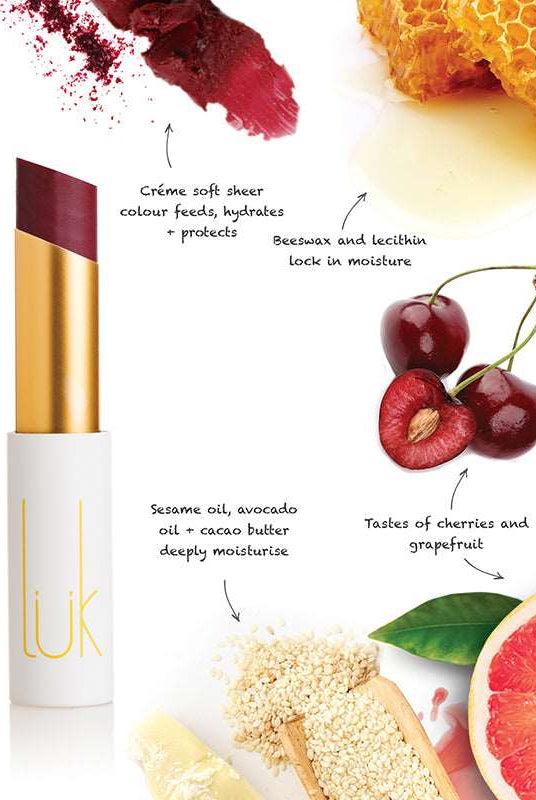 Lip Nourish - Cherry Plum by Luk Beautifood available at Rawspice Boutique.