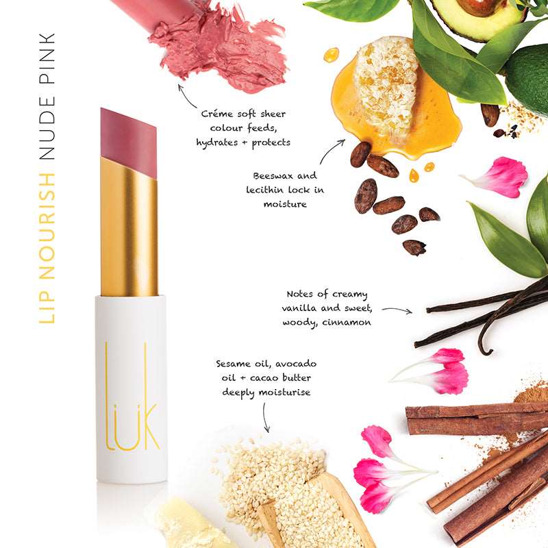 Lip Nourish - Nude Pink by Luk Beautifood available at Rawspice Boutique.