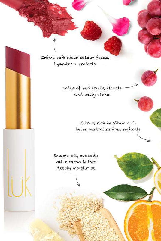 Lip Nourish - Rose by Luk Beautifood available at Rawspice Boutique.