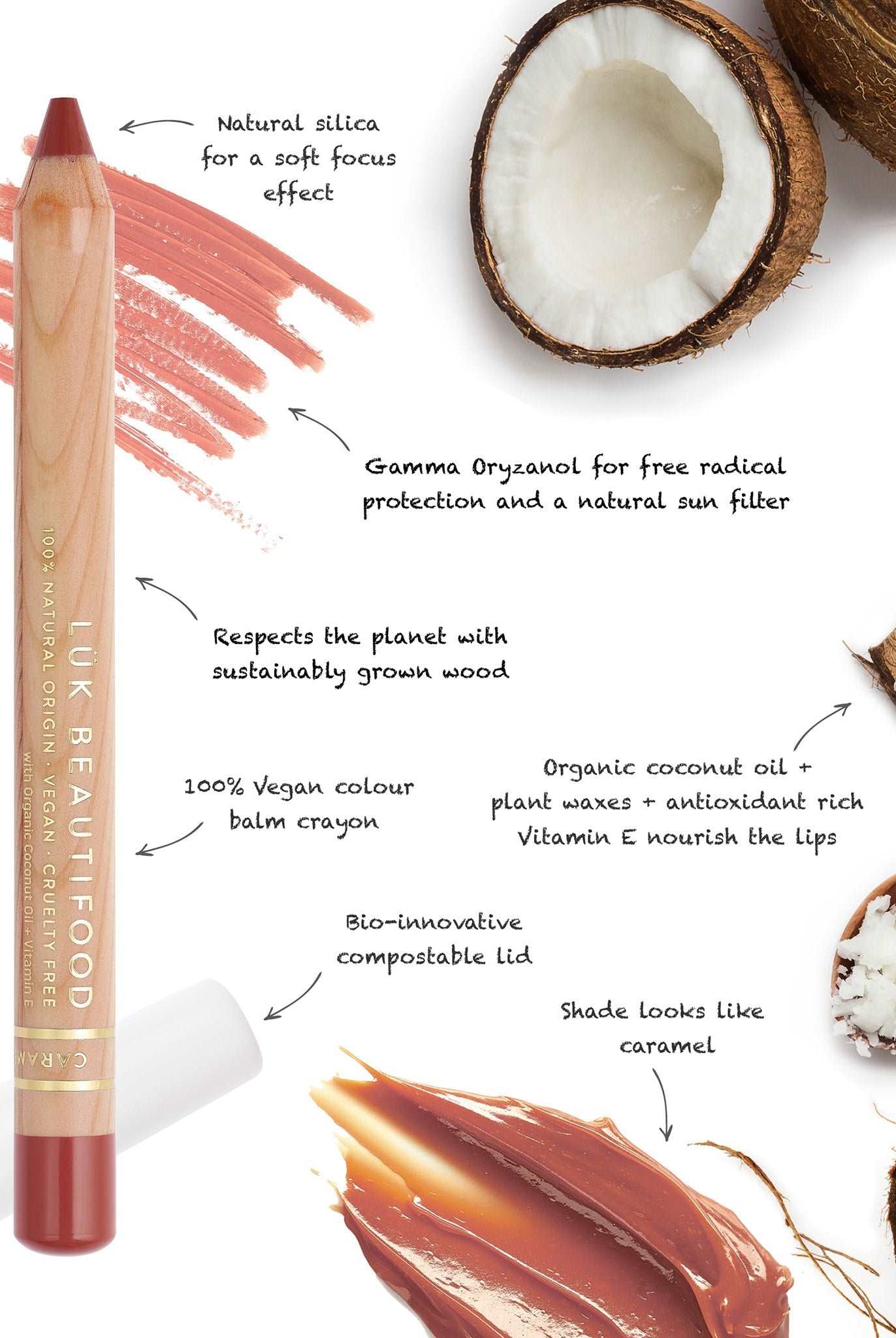Lipstick Crayon - Caramel Kiss by Luk Beautifood available at Rawspice Boutique.