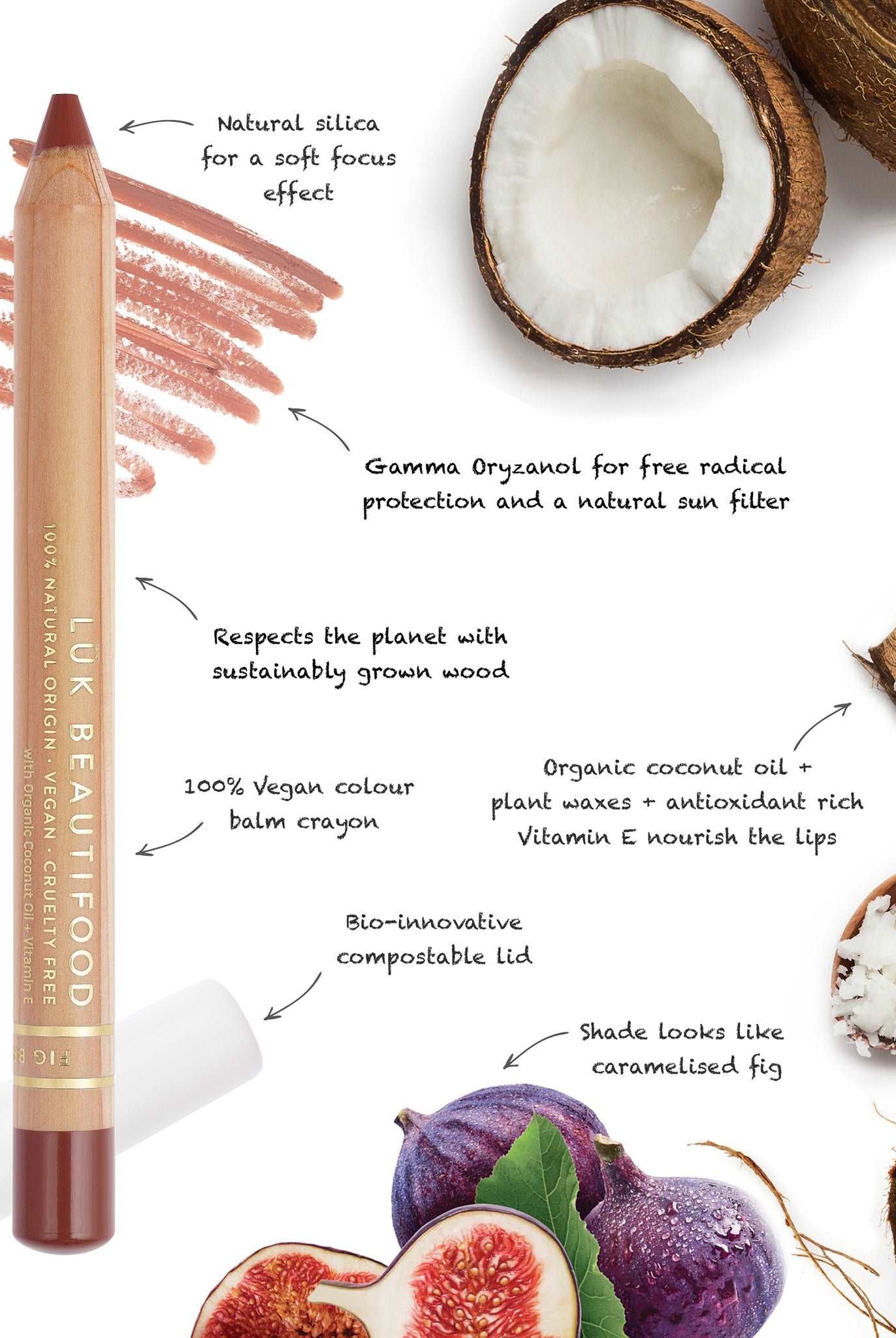 Lipstick Crayon - Fig Brulee by Luk Beautifood available at Rawspice Boutique.