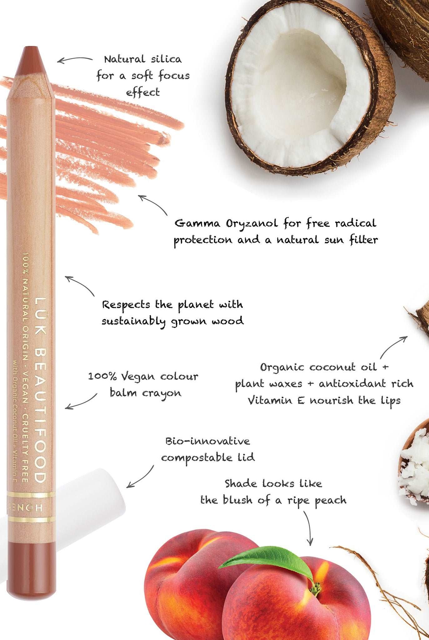 Lipstick Crayon - Honey Peach by Luk Beautifood available at Rawspice Boutique.