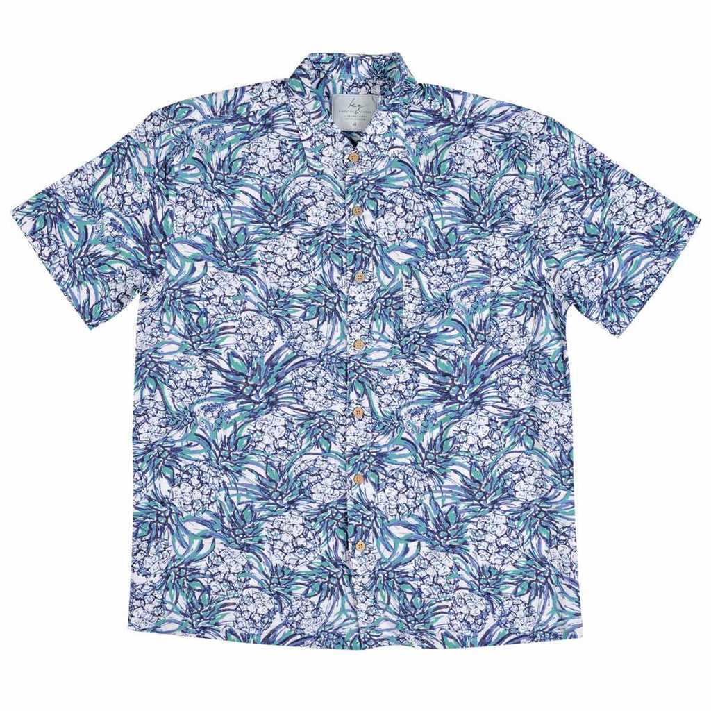 Men's Short Sleeve Bamboo Shirt - Pineapples by Kingston Grange is available at Rawspice Boutique. 