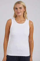 Rib Crew Tank - White from Elm is currently available from Rawspice Boutique, South West Rocks.