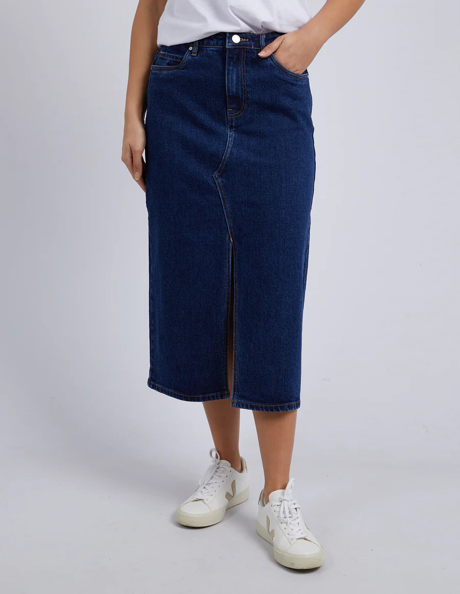 Scout Midi Skirt Indigo by Foxwood Denim is currently available at Rawspice Boutique, South West Rocks.