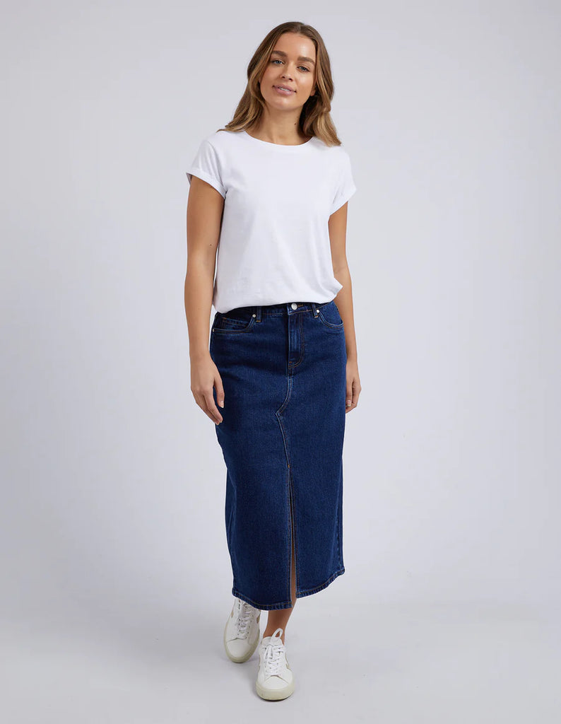 Scout Midi Skirt Indigo by Foxwood Denim is currently available at Rawspice Boutique, South West Rocks. 