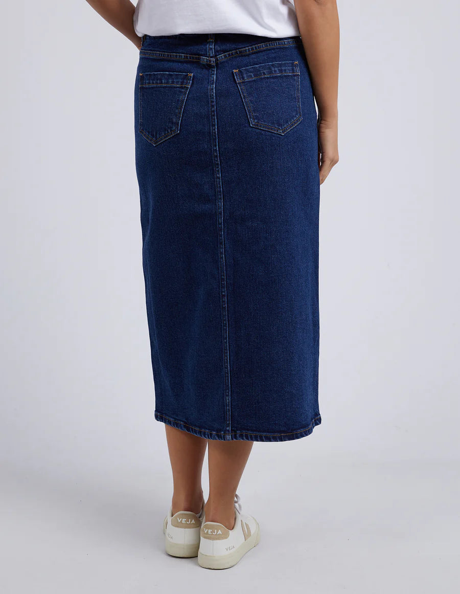 Scout Midi Skirt Indigo by Foxwood Denim is currently available at Rawspice Boutique, South West Rocks.