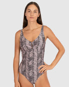 Tidal Wave D/E Ring Front One Piece Swimsuit by Baku is currently available from Rawspice Boutique, South West Rocks.