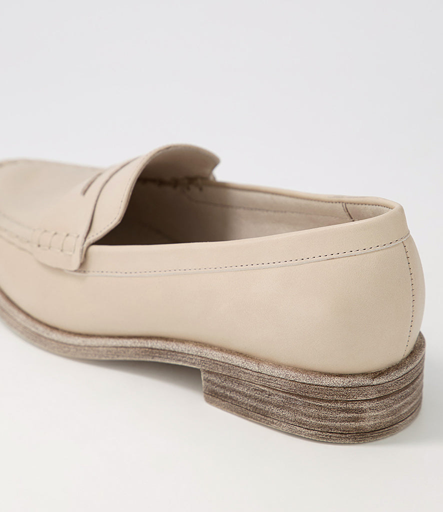 The Messina Almond Leather Loafers by Django & Juliette are currently available at Rawspice Boutique. 
