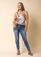 The Denim Blue Anica Pants by MIRRA MIRRA by IMAGINE FASHION are currently available at Rawspice Boutique.