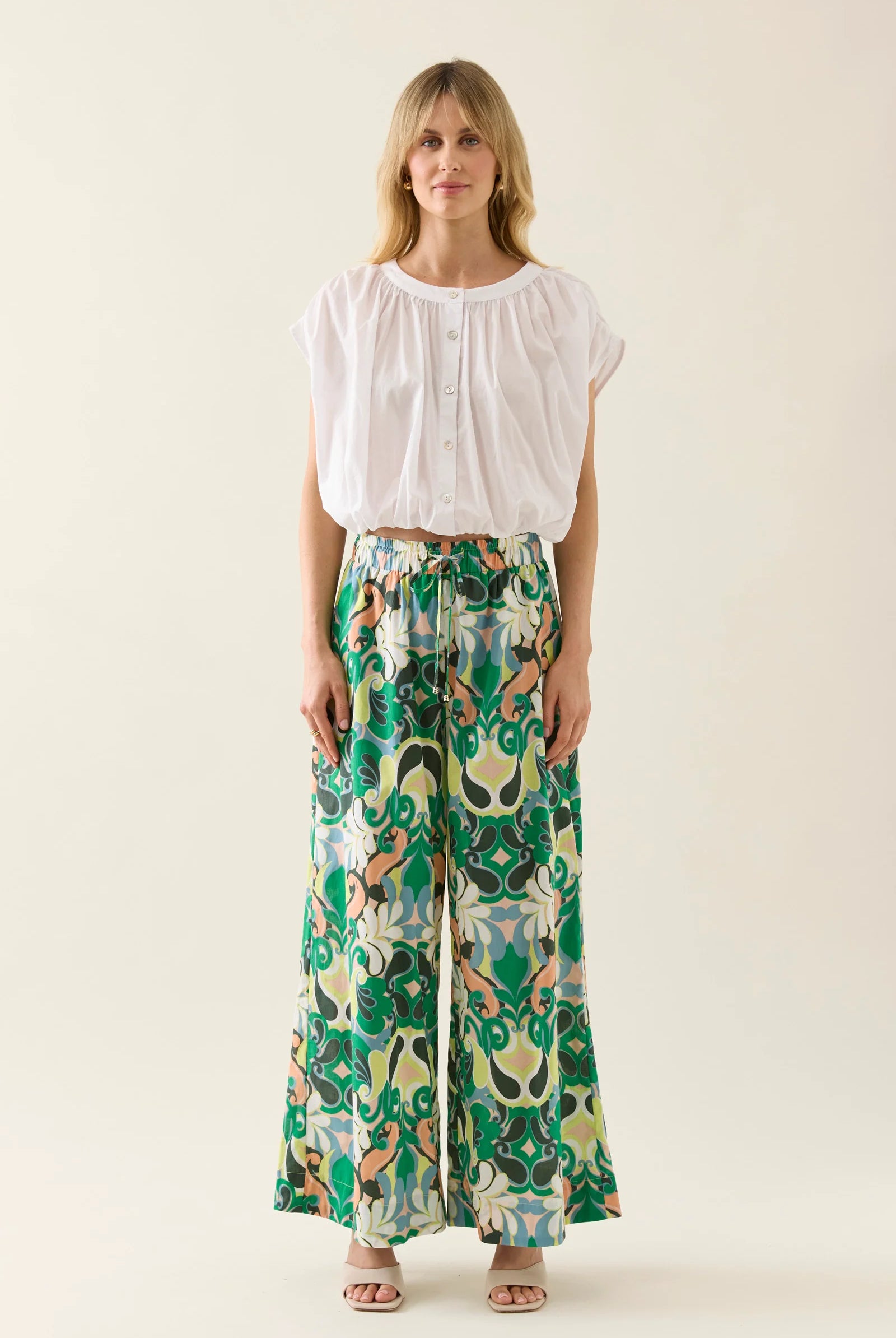 Lightweight white cotton crop top, reversible for two looks