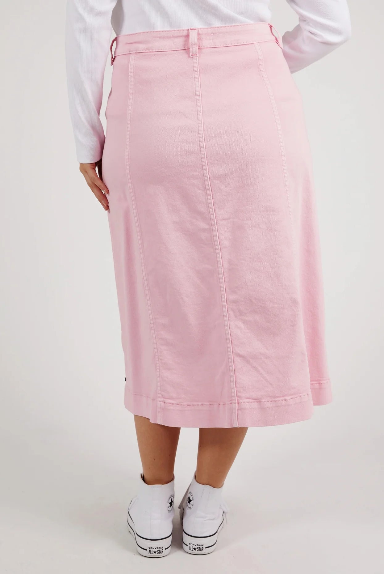 The Splendid Pink Florence Button Thru Skirt by Elm is currently available at Rawspice Boutique.
