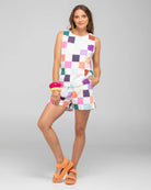 Hara Top in Gea print. A timeless, versatile top styled with the matching Hazel Short for a coordinated, effortless look.