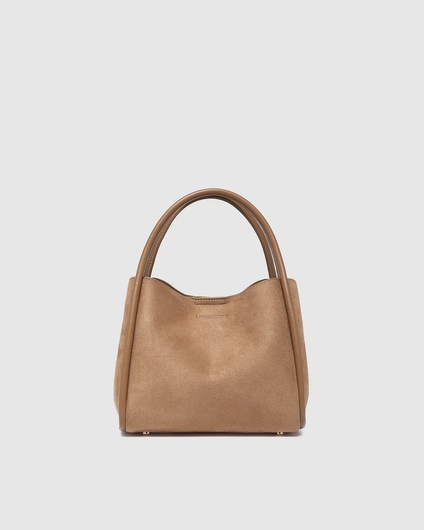 Steffie Suedette Mini Tote Bag available in Chocolate and Honey, featuring a compact tote design and soft textured finish.