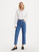 The Jazz Pop Women's Ribcage Straight Ankle Jeans by Levi's® are currently available at Rawspice Boutique.