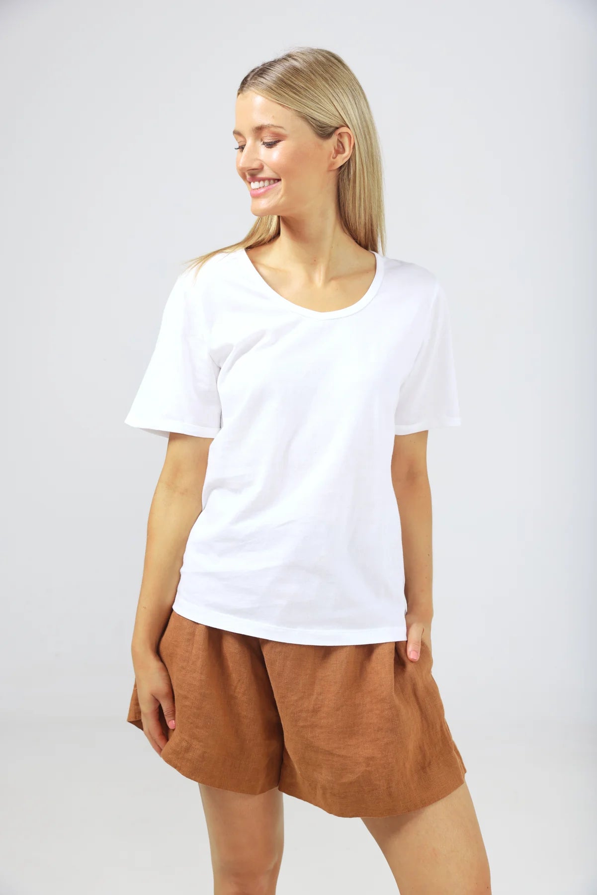 The White Kasai Short Sleeve Tee by The Shanty Corporation is available at Rawspice Boutique.