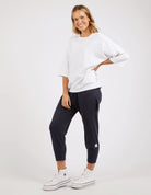 White Mazie Sweatshirt crafted from soft, cozy fabric, featuring a relaxed fit, ribbed cuffs, and a classic crew neckline for effortless comfort and style.