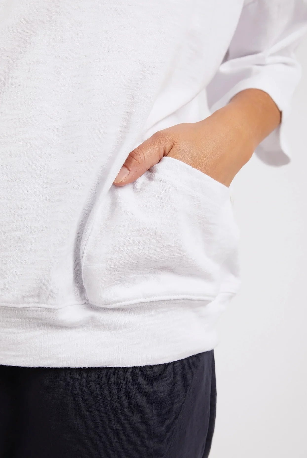 White Mazie Sweatshirt crafted from soft, cozy fabric, featuring a relaxed fit, ribbed cuffs, and a classic crew neckline for effortless comfort and style.