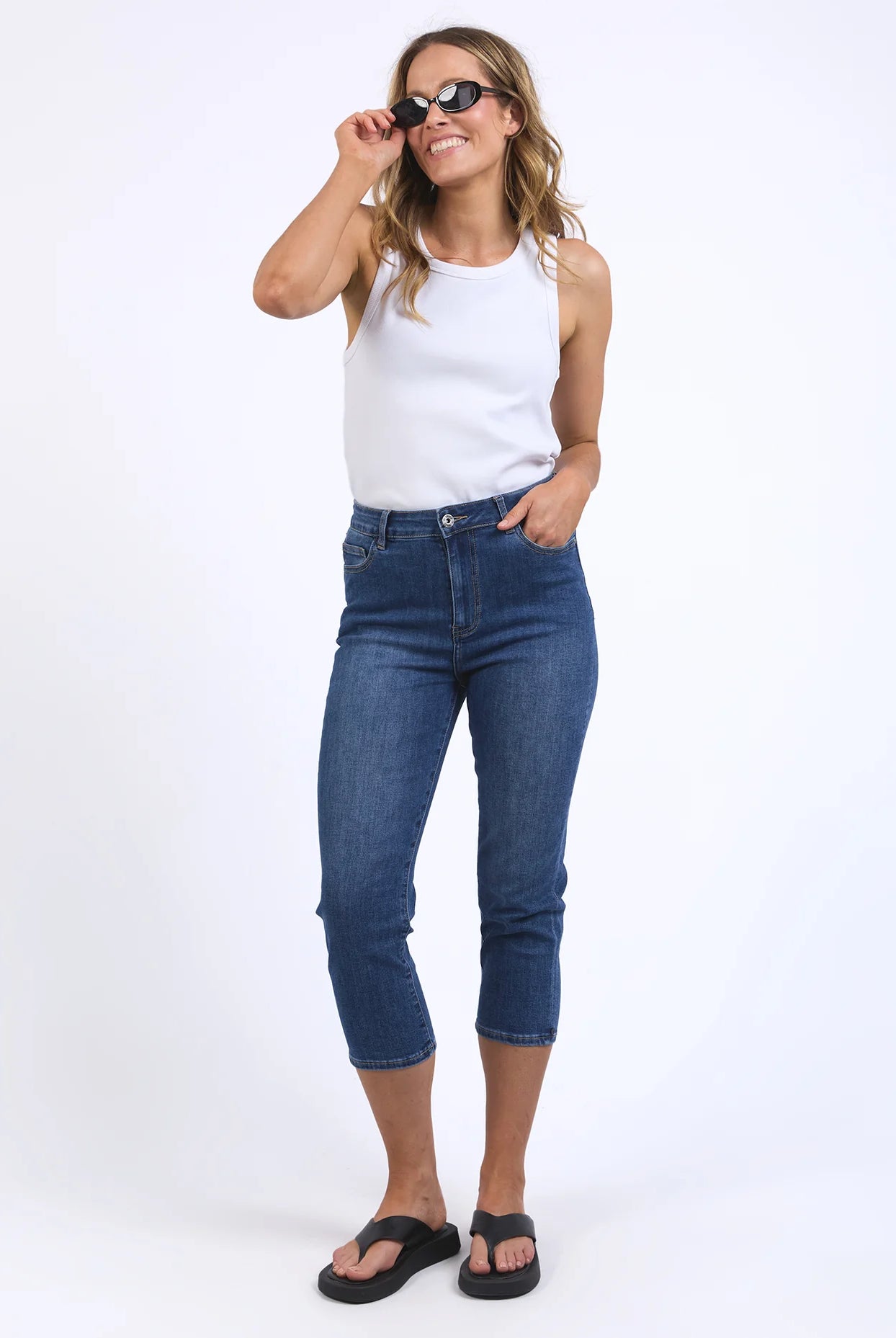The Blue Mollie Capri Jean by Elm is available at Rawspice Boutique.