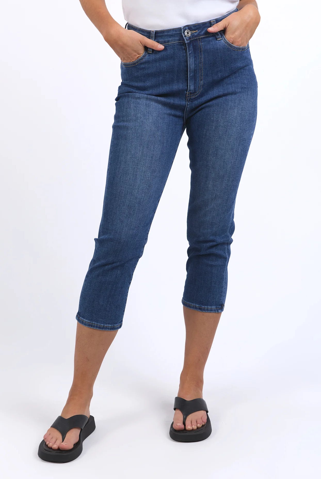 The Blue Mollie Capri Jean by Elm is available at Rawspice Boutique.