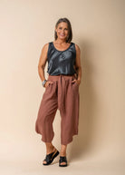 The Nutmeg Addison Linen Pants by MIRRA MIRRA by IMAGINE FASHION are currently available at Rawspice Boutique.