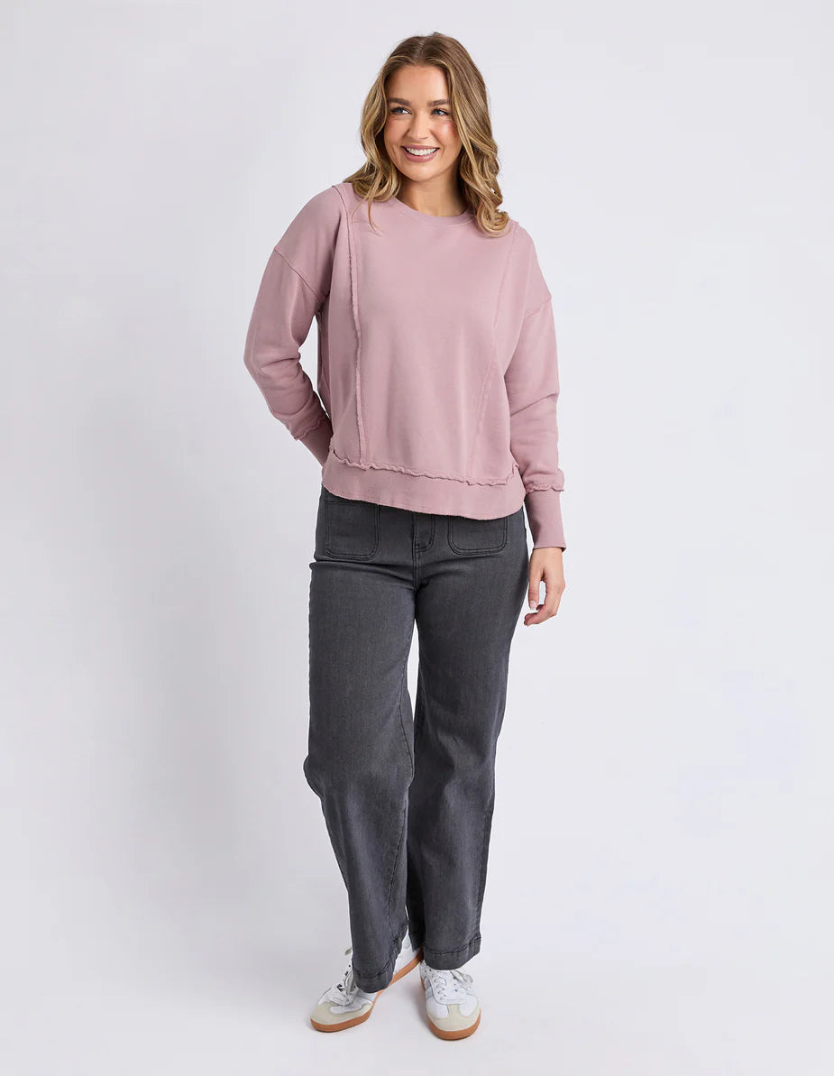 Women's Osbourne Crew sweatshirt in soft 100% cotton with front and back seam detailing, curved hem, and relaxed fit for everyday casual wear.