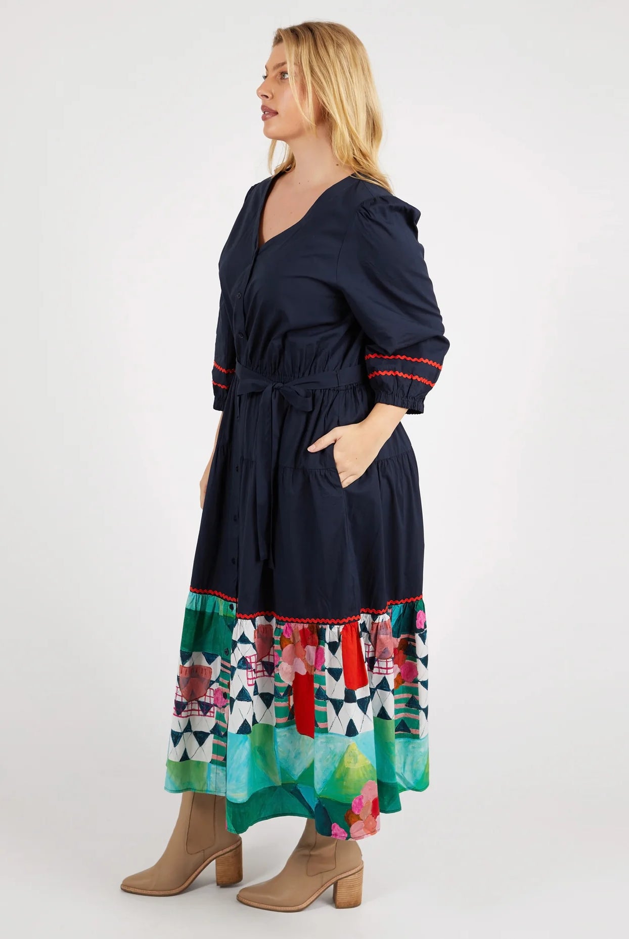 The Dark Sapphire Private Universe Dress by Elm Clothing is available at Rawspice Boutique.