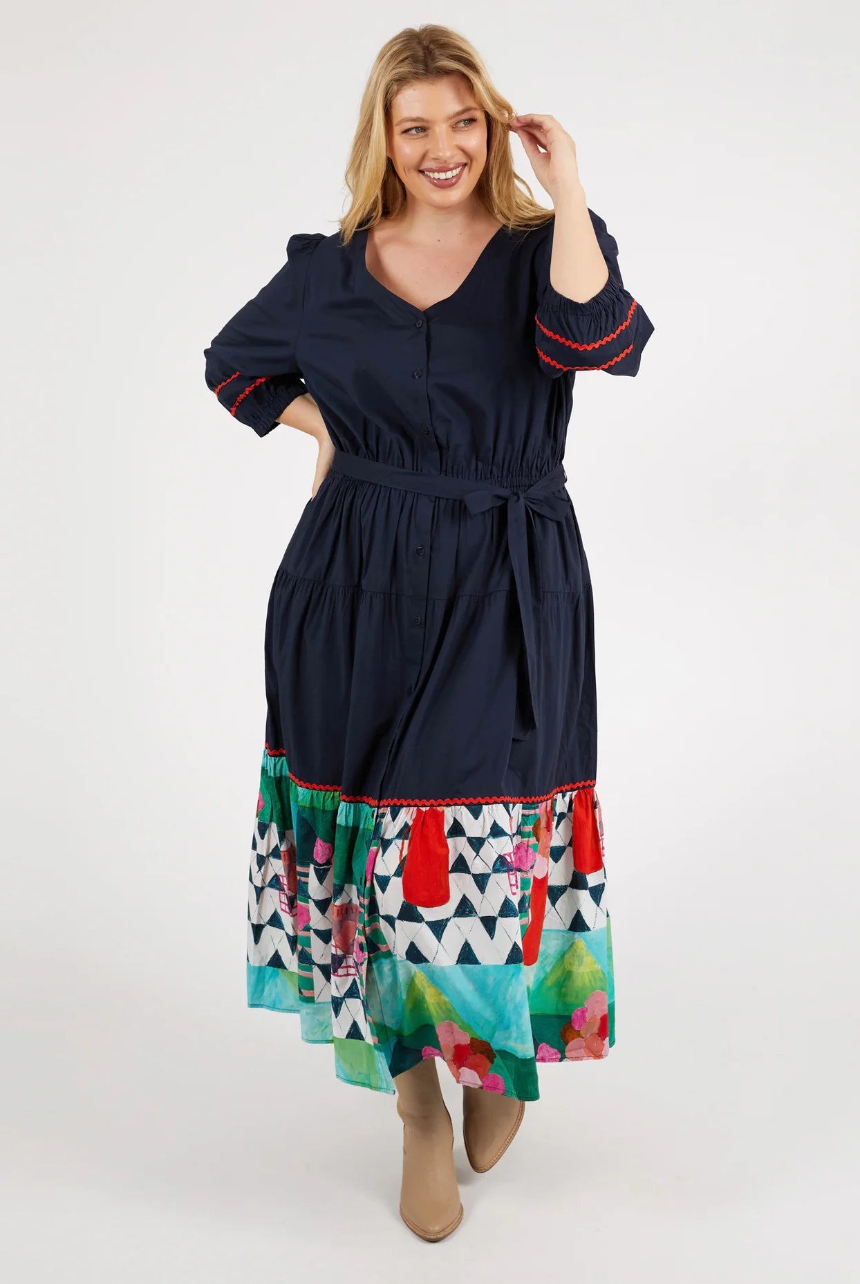 The Dark Sapphire Private Universe Dress by Elm Clothing is available at Rawspice Boutique.