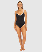 A sleek and sophisticated one-piece swimsuit in buttery-soft Rococco fabric, featuring a flattering V-neckline and structured shaping for a confident, elegant fit.