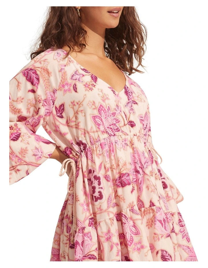 The Silk Road Tier Dress in Parfait Pink by Seafolly is currently available at Rawspice Boutique  