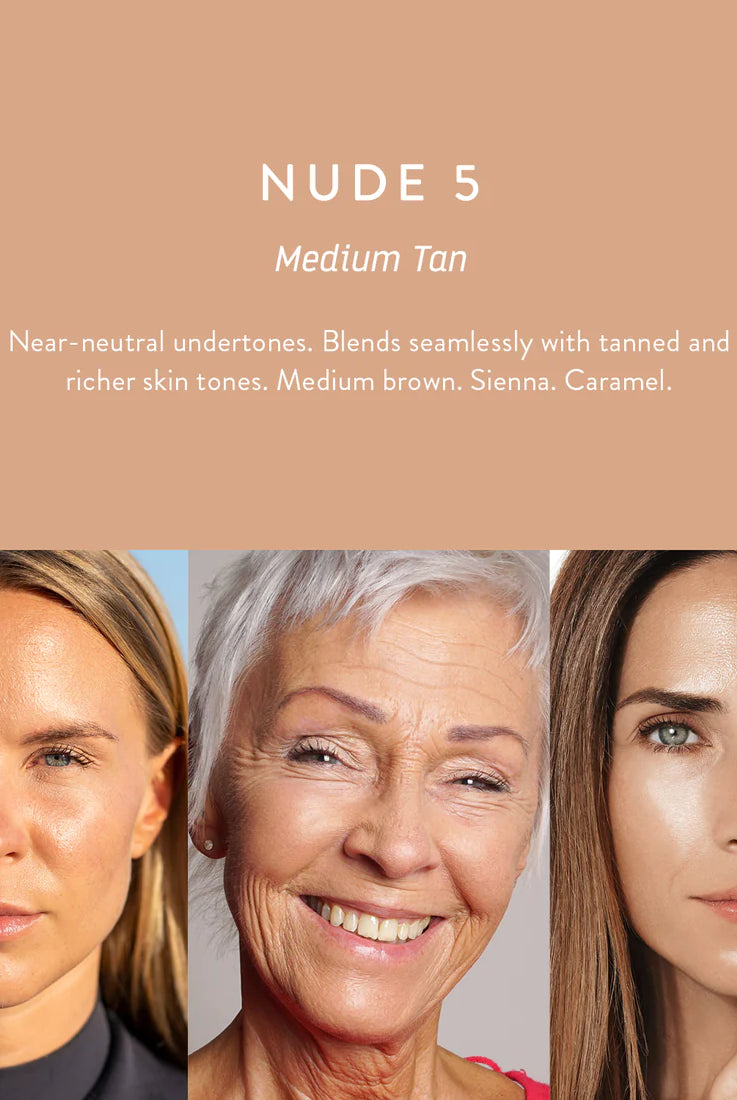 The Nude 5 - Medium Tan Instant Glow Skin Tint by Luk Beautifood is currently available at Rawspice Boutique.