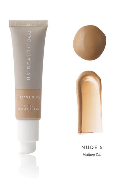 The Nude 5 - Medium Tan Instant Glow Skin Tint by Luk Beautifood is currently available at Rawspice Boutique.