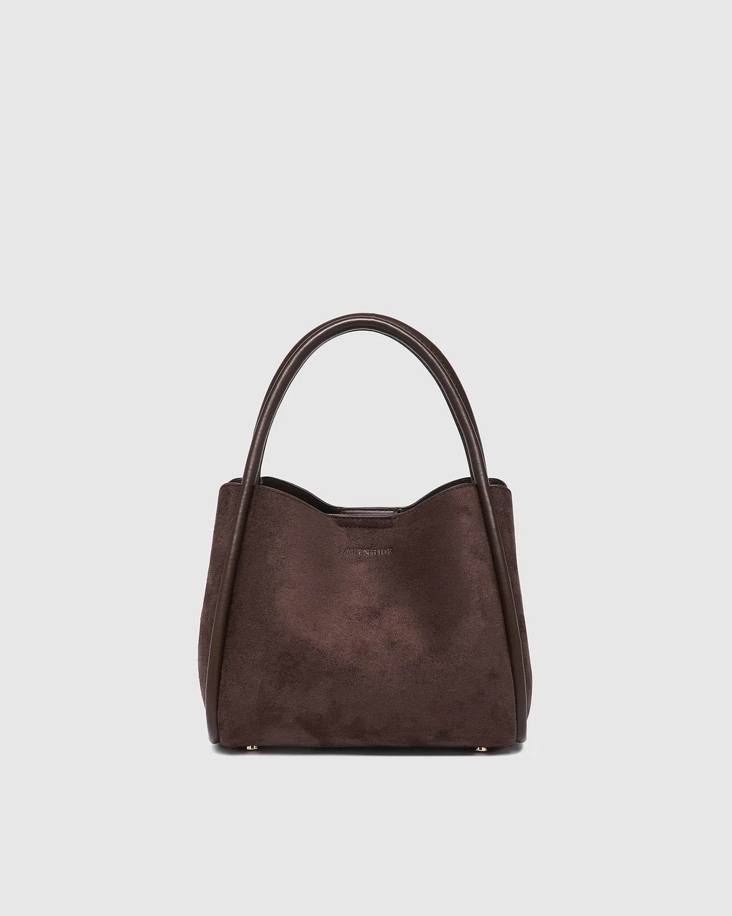 Steffie Suedette Mini Tote Bag available in Chocolate and Honey, featuring a compact tote design and soft textured finish.