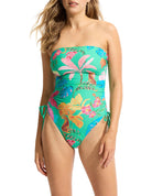 The Tropica DD Drawstring Bandeau One Piece by Seafolly is available at Rawspice Boutique.