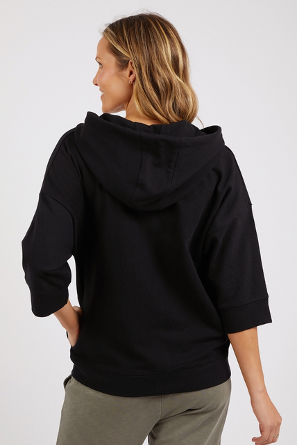 The Black Beachy Zip Hoodie by ELM is available at Rawspice Boutique.