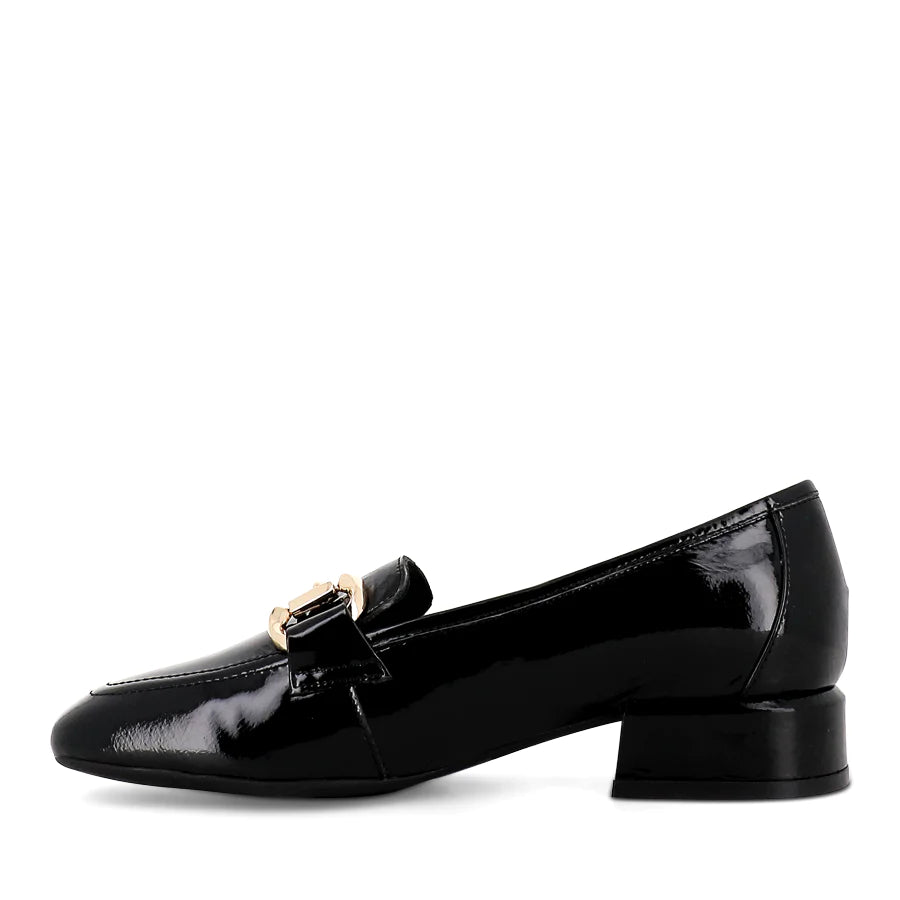 Velam Black Patent Leather Loafers by Django & Juliette are available at Rawspice Boutique. 