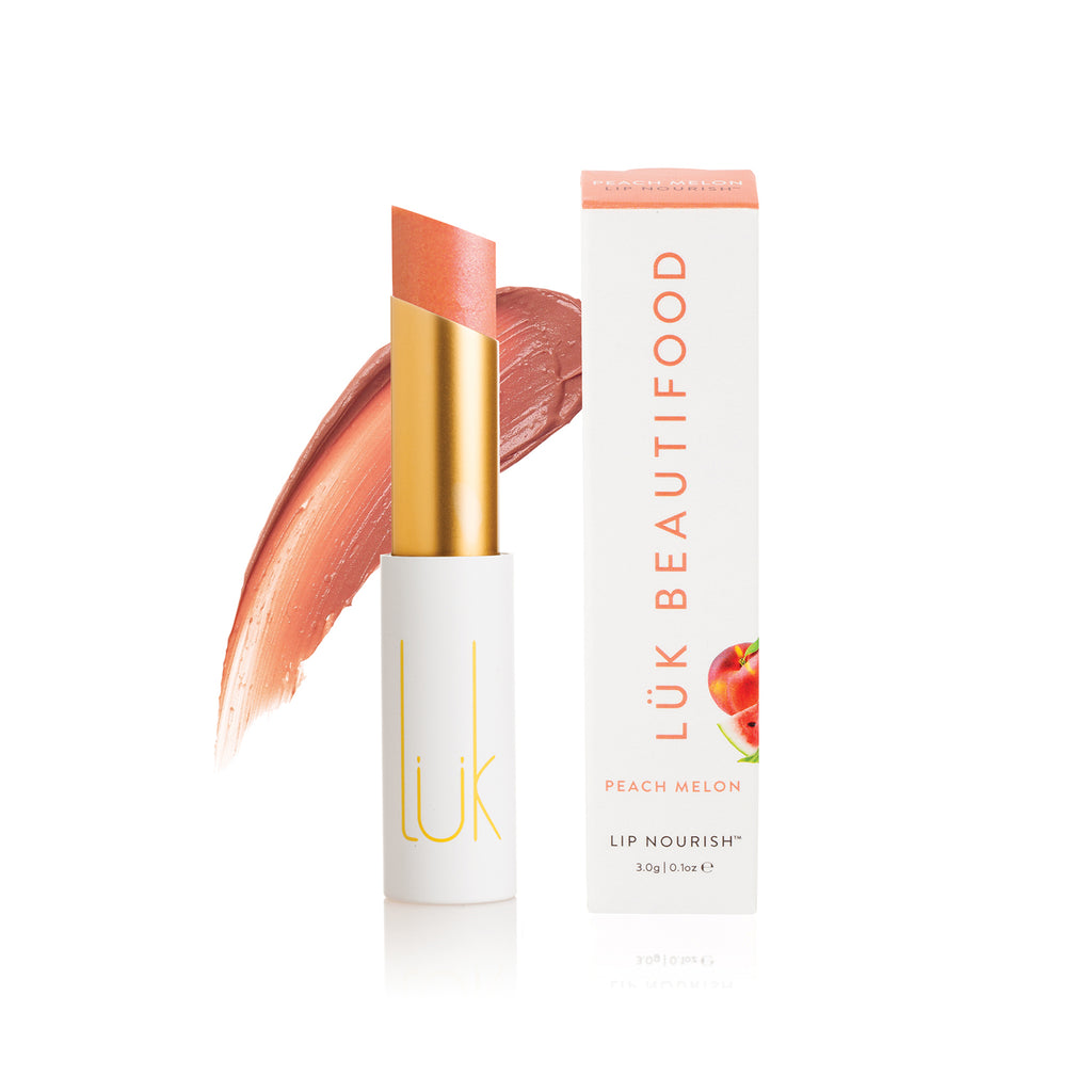 Lip Nourish - Peach Melon by Luk Beautifood available at Rawspice Boutique.