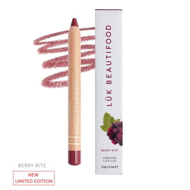 Limited Edition Lipstick Crayon - Berry Bite by Luk Beautifood is available at Rawspice Boutique.