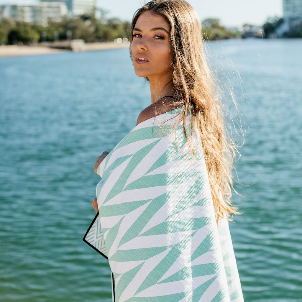 The Noosa Mint The Ultimate Beach Towel - by Sky Gazer currently available at Rawspice Boutique