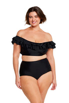 Black High-Waisted Bikini Bottoms by Capriosca is available at Rawspice Boutique.