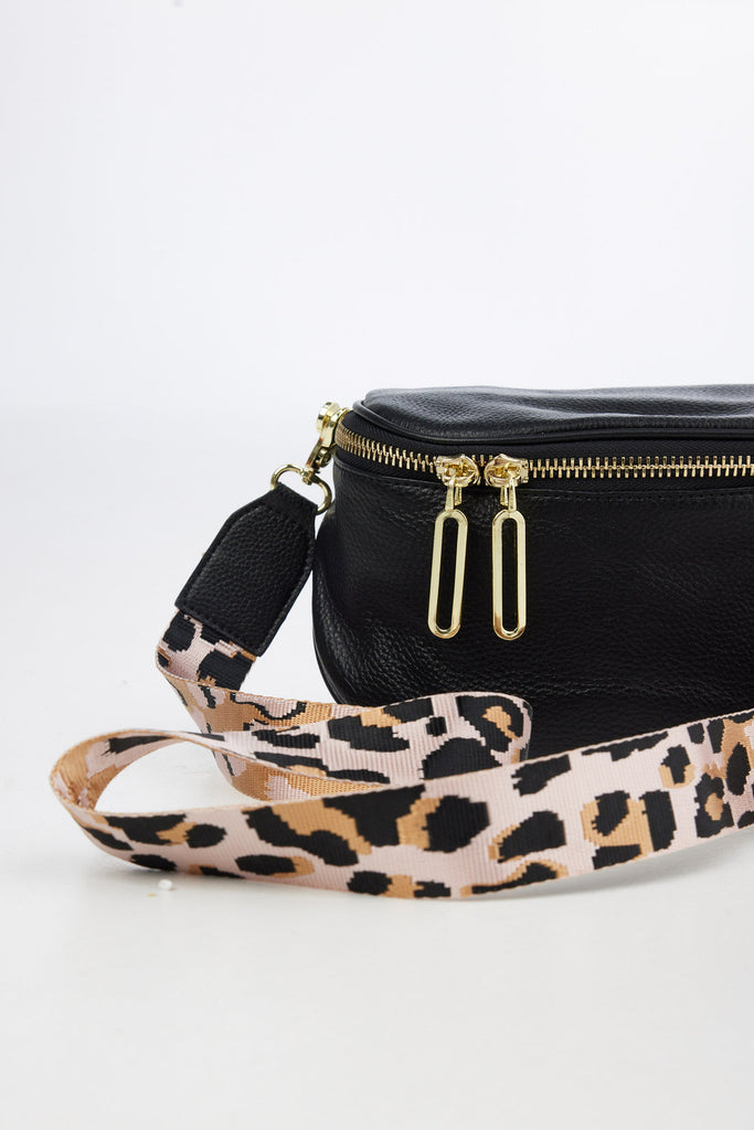 The Kensington Cross Body Bag - Black + Animal by Holiday is currently available from Rawspice Boutique.