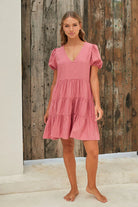 Bianca Mini Dress Pink by Buddha Wear is currently available from Rawspice Boutique, South West Rocks. 