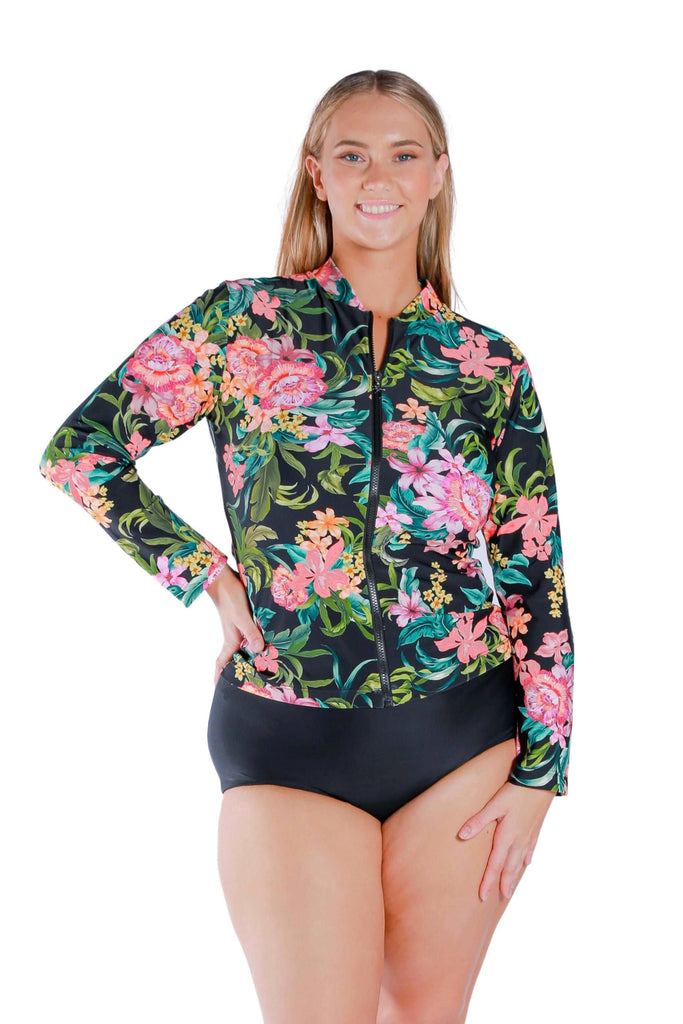 Bora Bora Long Sleeve Rash Vest by Capriosca is available at Rawspice Boutique.