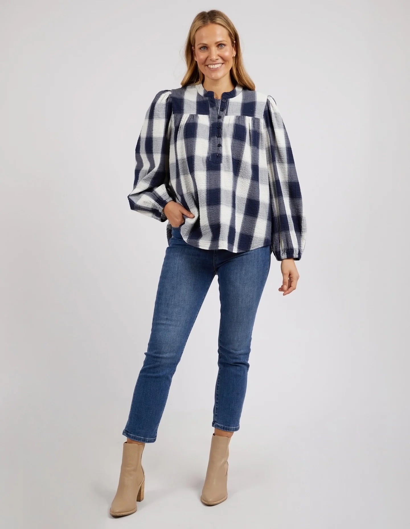 Cedar Check Blouse by Elm is currently available at Rawspice Boutique, South West Rocks. 