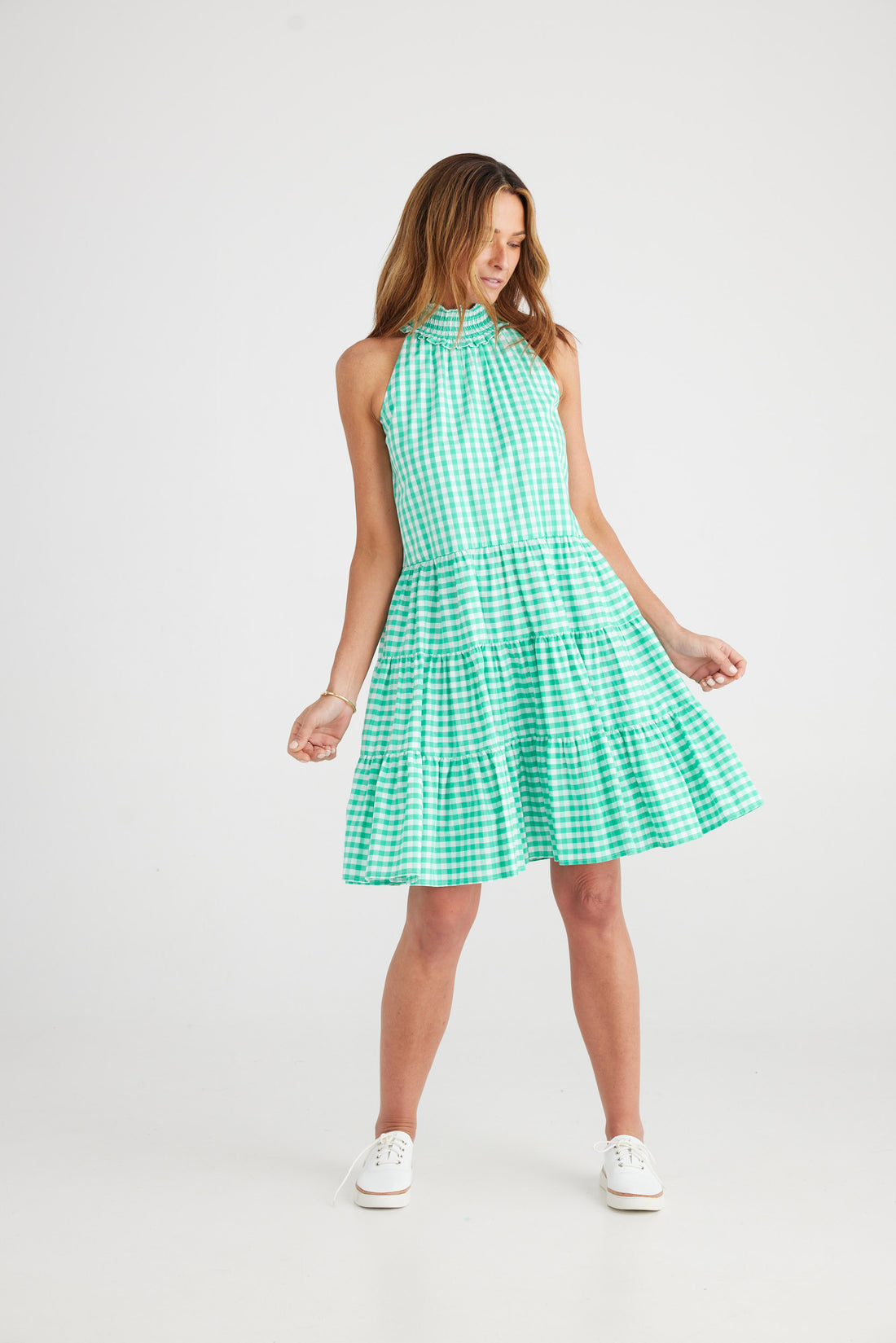 Cleo Mint Gingham Dress from Brave & True is currently available at Rawspice Boutique, South West Rocks.