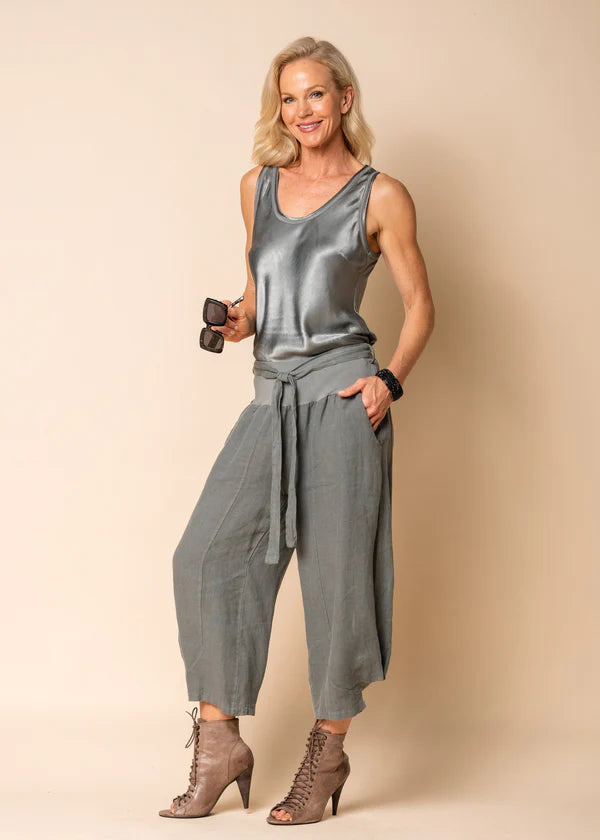 The Gum Leaf Addison Linen Pants by MIRRA MIRRA by IMAGINE FASHION are currently available at Rawspice Boutique.